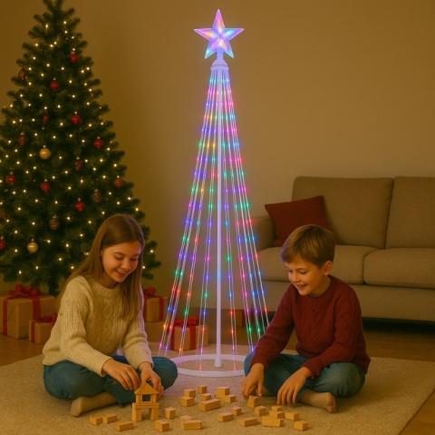 Choinka LED kolorowa RGB + Ciepła 2700K wysoka 180cm 1,8m 230V Pilot LUXA