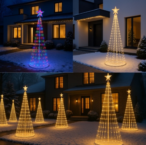 Choinka LED kolorowa RGB + Ciepła 2700K wysoka 180cm 1,8m 230V Pilot LUXA