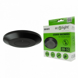 Czujnik Obecności Ruchu PIR CO-1C 360° Zasięg 3m IP20 Regulowany Czarny