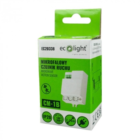 Czujnik ruchu CM-1B biały mikrofalowy do oświetlenia