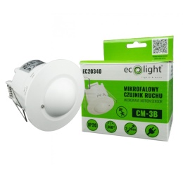 Czujnik ruchu Mikrofalowy CM-3B max 600W kąt 360° IP20 Biały Regulowany