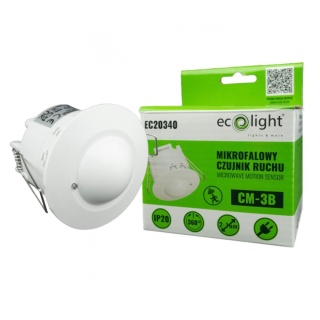 Czujnik ruchu Mikrofalowy CM-3B max 600W kąt 360° IP20 Biały Regulowany