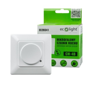 Czujnik ruchu Mikrofalowy CM-4B max 300W kąt 180° IP20 Biały Regulowany