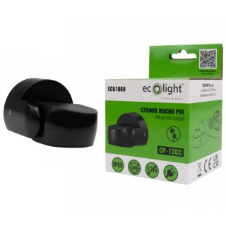 Czujnik ruchu PIR CP-13CC 600W sufit 180° Zasieg 12m IP65 CZARNY regulacja
