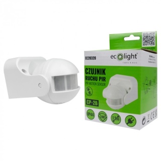 Czujnik ruchu sufitowy PIR CP-2B 180° 300W Zasieg 12m IP44 biały regulacja