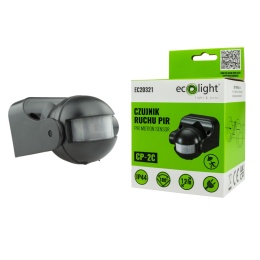 Czujnik ruchu PIR CP-2C czarny z regulacją czasu i LUX