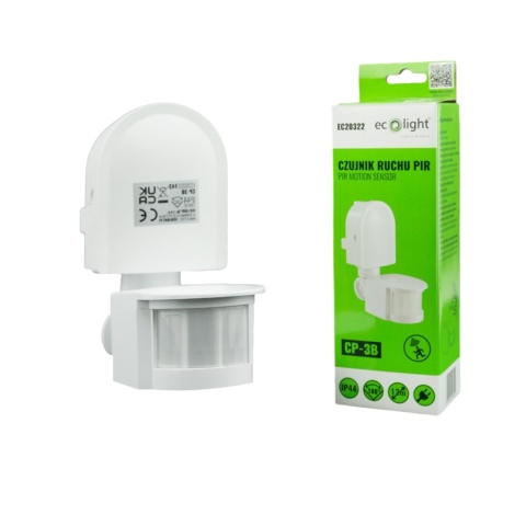 Czujnik ruchu PIR CP-3B biały z regulacją czasu i LUX