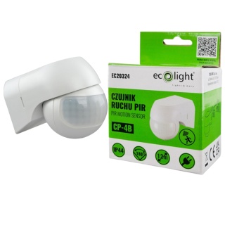 Czujnik ruchu sufitowy PIR CP-4B 400W 180° Zasieg 12m IP44 Biały regulacja
