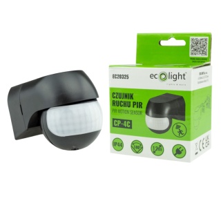 Czujnik ruchu sufitowy PIR CP-4C 400W 180° Zasieg 12m IP44 Czarny regulacja