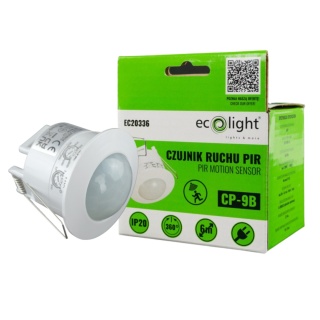 Czujnik ruchu sufitowy PIR CP-9B 600W 360° Zasieg 6m IP44 Biały regulacja