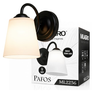 Kinkiet Pafos Black 1xE27 czarna lampa ścienna nowoczesna metal szkło
