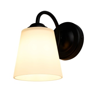 Kinkiet Pafos Black 1xE27 czarna lampa ścienna nowoczesna metal szkło