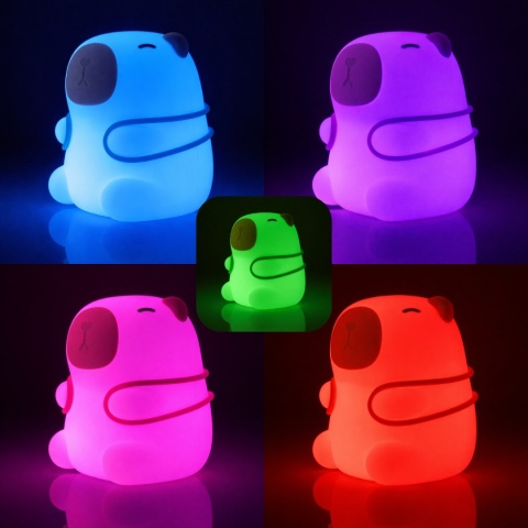 Lampka Nocna „Kapibara Turyściara" LED RGB 2.5 W dla dziecka na prezent