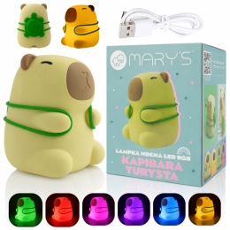 Lampka nocna Kapibara Turysta LED RGB z funkcją zmiany koloru