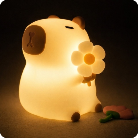 świecąca ciepła biała kapibara