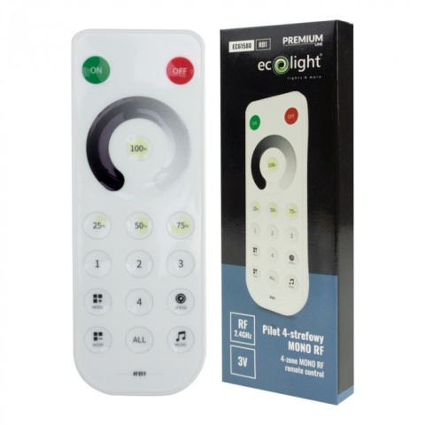 Pilot 4-strefowy Mono RF do sterownika LED IC SD-1 RF biały IP20 Ecolight