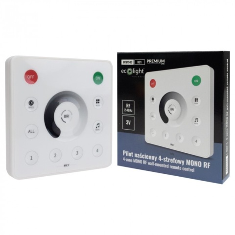 Pilot naścienny 4-strefowy Mono RF do sterownika LED IC SD-1 biały Ecolight
