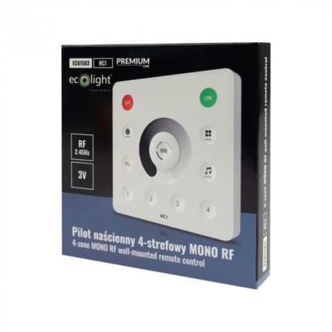 Pilot naścienny 4-strefowy Mono RF do sterownika LED IC SD-1 biały Ecolight