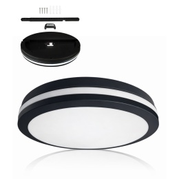 Plafon hermetyczny Marlon 12W 4000K Czarny IP54 Szybki montaż Łazienka 18CM