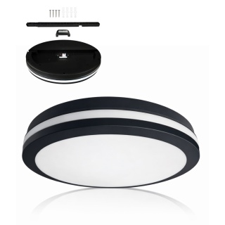 Plafon hermetyczny Marlon 12W 4000K Czarny IP54 Szybki montaż Łazienka 18CM