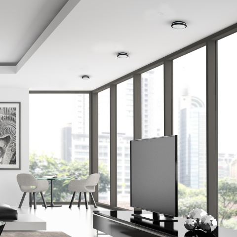 Plafon hermetyczny Marlon 12W 4000K Czarny IP54 Szybki montaż Łazienka 18CM