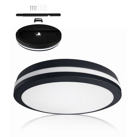 Plafon hermetyczny Marlon 48W 4000K Czarny IP54 Szybki montaż Łazienka 40CM