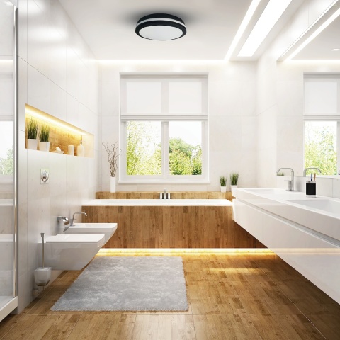 Plafon hermetyczny Marlon 48W 4000K Czarny IP54 Szybki montaż Łazienka 40CM