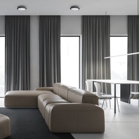 Plafon hermetyczny Marlon 48W 4000K Czarny IP54 Szybki montaż Łazienka 40CM