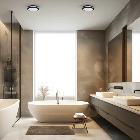 Plafon hermetyczny Marlon 48W 4000K Czarny IP54 Szybki montaż Łazienka 40CM