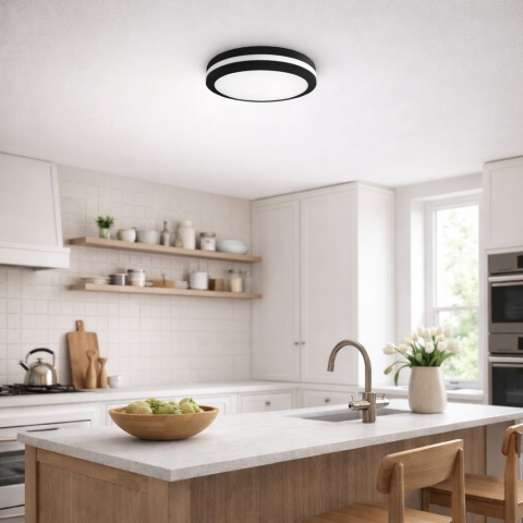 Plafon hermetyczny Marlon 48W 4000K Czarny IP54 Szybki montaż Łazienka 40CM