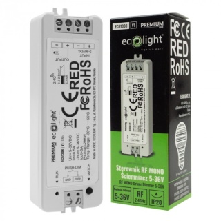 Sterownik LED Radiowy MONO 8A 5-36V 288W Ściemniacz Taśm Jednokolorowe LED