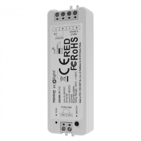 Sterownik LED Radiowy MONO 8A 5-36V 288W Ściemniacz Taśm Jednokolorowe LED