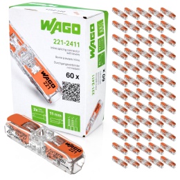 Szybkozłączka 2x0,2-4mm² WAGO 221-2411 OPAKOWANIE 60szt.
