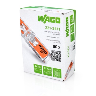 Szybkozłączka 2x0,2-4mm² WAGO 221-2411 OPAKOWANIE 60szt.