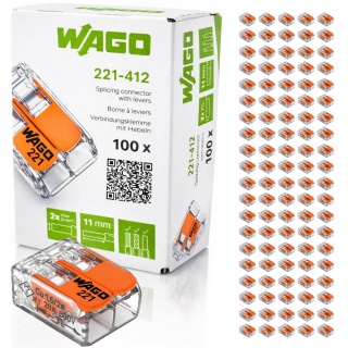 Szybkozłączka do linki i drutu 2x0,2-4mm² WAGO 221-412 OPAKOWANIE 100szt.