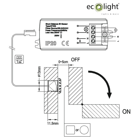 LED bezdotykowy wyłącznik ruchu drzwiowy