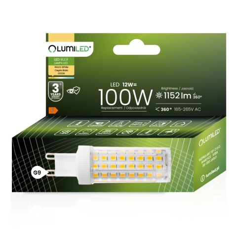 Żarówka LED G9 Kapsułka 12W=100W 1152lm 3000K Ciepła LUMILED