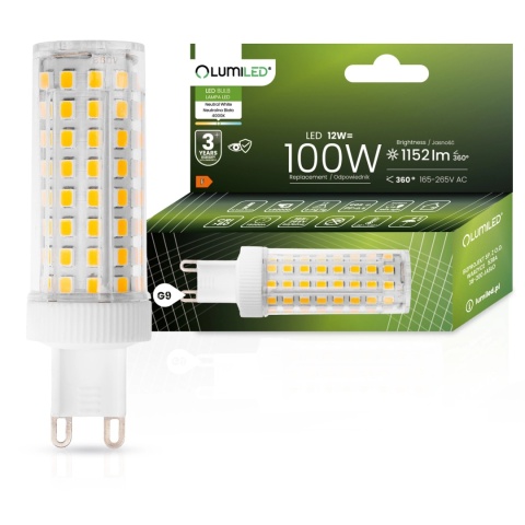 Żarówka LED G9 Kapsułka 12W=100W 1152lm 4000k Neutralna LUMILED
