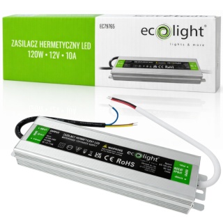 Zasilacz LED Hermetyczny 12V 120W 10A Wodoodporny Do taśmy LED IP67