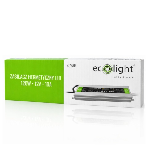 Zasilacz LED Hermetyczny 12V 120W 10A Wodoodporny Do taśmy LED IP67