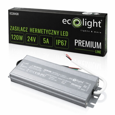 Zasilacz hermetyczny do taśmy LED IP67 PREMIUM 120W 24V DC