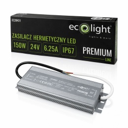 Zasilacz hermetyczny do taśmy LED PREMIUM 150W 24V IP67 Ecolight