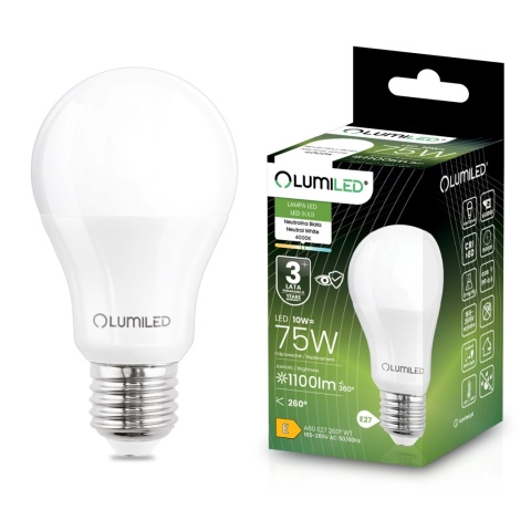6x ŻARÓWKA ENERGOOSZCZĘDNA LED E27 10W = 75W 4000K NEUTRALNA A60 LUMILED