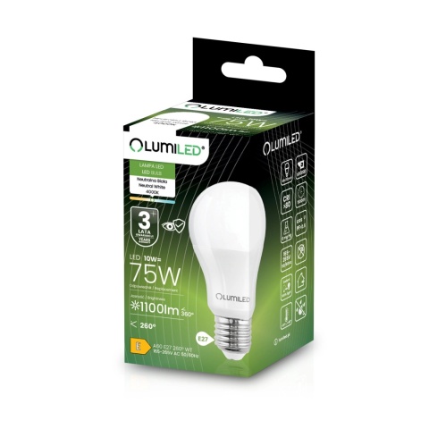 6x ŻARÓWKA ENERGOOSZCZĘDNA LED E27 10W = 75W 4000K NEUTRALNA A60 LUMILED