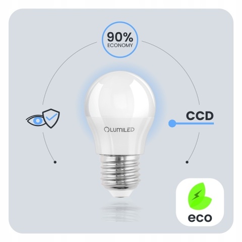 6x ŻARÓWKA ENERGOOSZCZĘDNA LED E27 8W = 60W 3000K CIEPŁA KULKA LUMILED