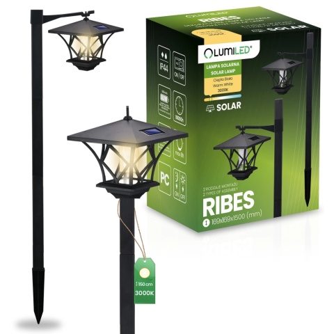 Lampa Solarna Ogrodowa LED RIBES Latarnia Zewnętrzna 150cm