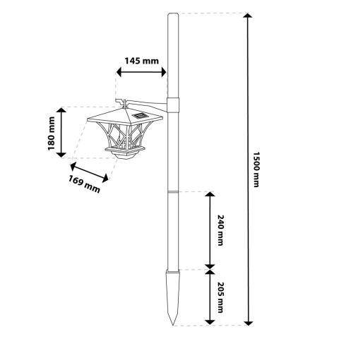 Lampa Solarna Ogrodowa LED RIBES Latarnia Zewnętrzna 150cm