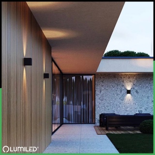Lumiled Kinkiet Ogrodowy Elewacyjny LED 2×3 W 4000 K Czarny PICEA