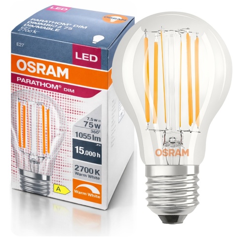 Żarówka LED filament OSRAM E27 7.5W 1055lm 2700K przezroczysta A60