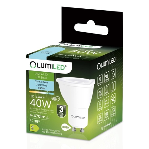 Zbliżenie na żarówkę LED GU10 470 lm 6500 K